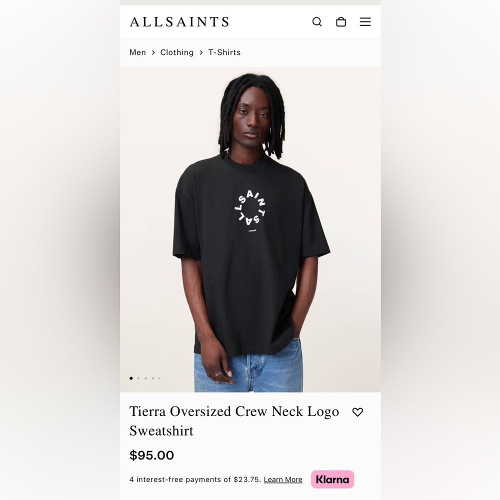 All saints- Tierra oversized crew neck logo sweatshirt